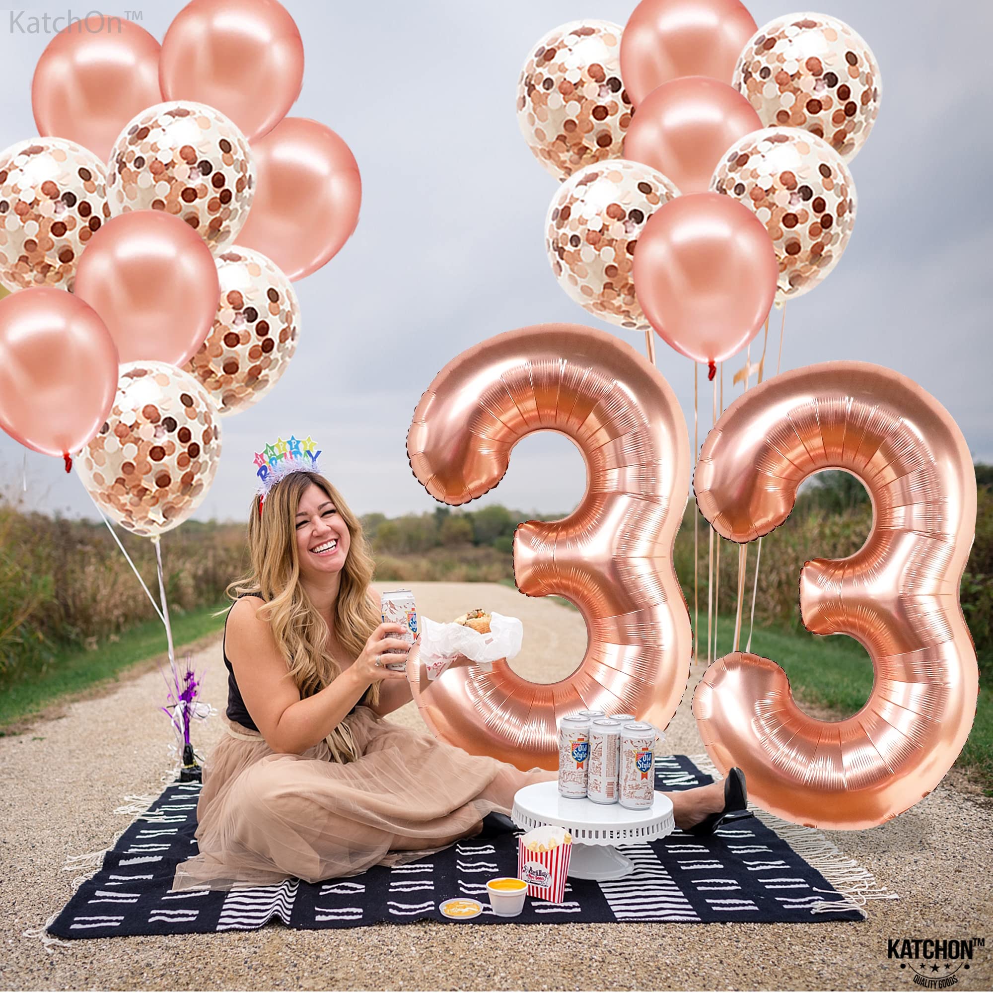 Amazon.co.jp: 巨大 ローズゴールド 風船33個 数字 - 40インチ | 33個